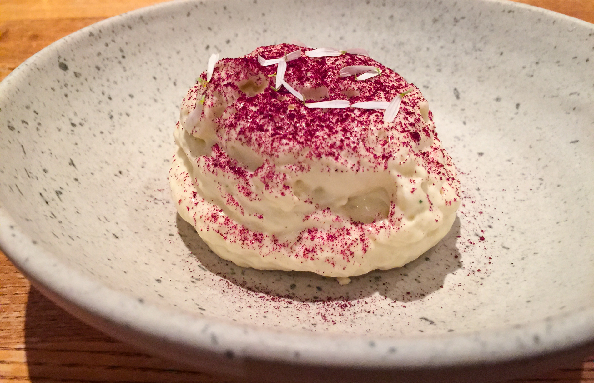 Blackcurrant leaf mousse